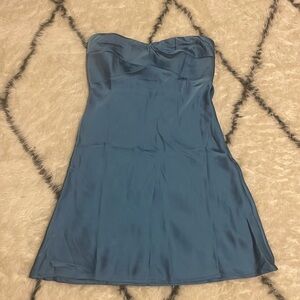Blue Strapless Hoco Dress